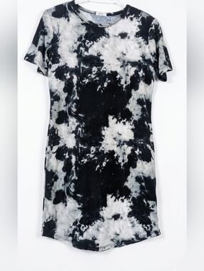 ​Ardene Black & White Tie Dye T-Shirt Dress Size L